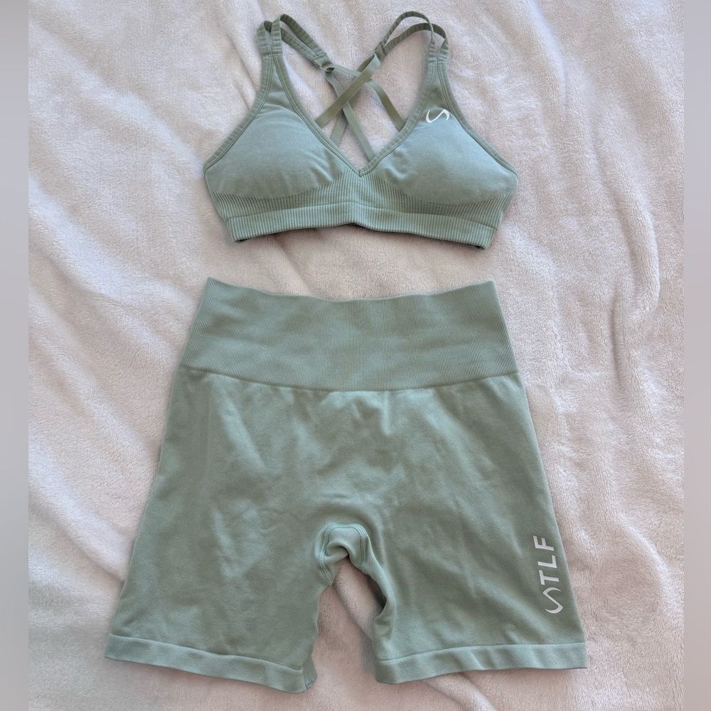 TLF Women's Green Sports Bra and Shorts Set